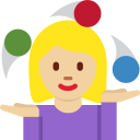 Twitter (Twemoji 14.0)  🤹🏼‍♀️  Woman Juggling: Medium-light Skin Tone Emoji