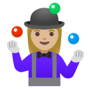 Google (Android 12L)  🤹🏼‍♀️  Woman Juggling: Medium-light Skin Tone Emoji