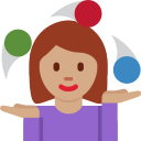 Twitter (Twemoji 14.0)  🤹🏽‍♀️  Woman Juggling: Medium Skin Tone Emoji