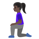 Google (Android 12L)  🧎🏿‍♀️  Woman Kneeling: Dark Skin Tone Emoji