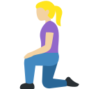 Twitter (Twemoji 14.0)  🧎🏼‍♀️  Woman Kneeling: Medium-light Skin Tone Emoji