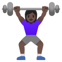 Google (Android 12L)  🏋🏿‍♀️  Woman Lifting Weights: Dark Skin Tone Emoji