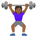 Google (Android 12L)  🏋🏾‍♀️  Woman Lifting Weights: Medium-dark Skin Tone Emoji