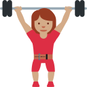 Twitter (Twemoji 14.0)  🏋🏽‍♀️  Woman Lifting Weights: Medium Skin Tone Emoji
