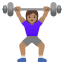 Google (Android 12L)  🏋🏽‍♀️  Woman Lifting Weights: Medium Skin Tone Emoji