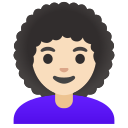 Google (Android 12L)  👩🏻‍🦱  Woman: Light Skin Tone, Curly Hair Emoji