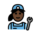 OpenMoji 13.1  👩🏿‍🔧  Woman Mechanic: Dark Skin Tone Emoji