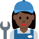 Twitter (Twemoji 14.0)  👩🏿‍🔧  Woman Mechanic: Dark Skin Tone Emoji