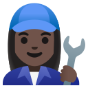 Google (Android 12L)  👩🏿‍🔧  Woman Mechanic: Dark Skin Tone Emoji