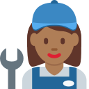 Twitter (Twemoji 14.0)  👩🏾‍🔧  Woman Mechanic: Medium-dark Skin Tone Emoji