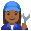 Google (Android 12L)  👩🏾‍🔧  Woman Mechanic: Medium-dark Skin Tone Emoji
