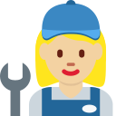 Twitter (Twemoji 14.0)  👩🏼‍🔧  Woman Mechanic: Medium-light Skin Tone Emoji