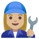 Google (Android 12L)  👩🏼‍🔧  Woman Mechanic: Medium-light Skin Tone Emoji