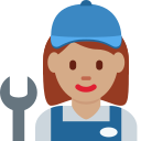 Twitter (Twemoji 14.0)  👩🏽‍🔧  Woman Mechanic: Medium Skin Tone Emoji
