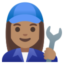 Google (Android 12L)  👩🏽‍🔧  Woman Mechanic: Medium Skin Tone Emoji