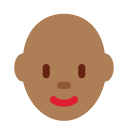 Twitter (Twemoji 14.0)  👩🏾‍🦲  Woman: Medium-dark Skin Tone, Bald Emoji
