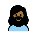 OpenMoji 13.1  🧔🏾‍♀️  Woman: Medium-dark Skin Tone, Beard Emoji