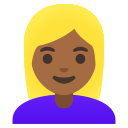 Google (Android 12L)  👱🏾‍♀️  Woman: Medium-dark Skin Tone, Blond Hair Emoji