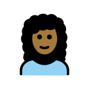 OpenMoji 13.1  👩🏾‍🦱  Woman: Medium-dark Skin Tone, Curly Hair Emoji