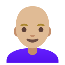 Google (Android 12L)  👩🏼‍🦲  Woman: Medium-light Skin Tone, Bald Emoji