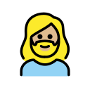 OpenMoji 13.1  🧔🏼‍♀️  Woman: Medium-light Skin Tone, Beard Emoji