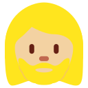 Twitter (Twemoji 14.0)  🧔🏼‍♀️  Woman: Medium-light Skin Tone, Beard Emoji