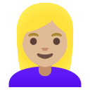 Google (Android 12L)  👱🏼‍♀️  Woman: Medium-light Skin Tone, Blond Hair Emoji