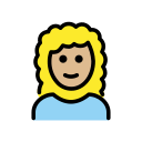OpenMoji 13.1  👩🏼‍🦱  Woman: Medium-light Skin Tone, Curly Hair Emoji