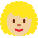 Twitter (Twemoji 14.0)  👩🏼‍🦱  Woman: Medium-light Skin Tone, Curly Hair Emoji