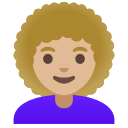 Google (Android 12L)  👩🏼‍🦱  Woman: Medium-light Skin Tone, Curly Hair Emoji