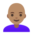 Google (Android 12L)  👩🏽‍🦲  Woman: Medium Skin Tone, Bald Emoji