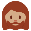 Twitter (Twemoji 14.0)  🧔🏽‍♀️  Woman: Medium Skin Tone, Beard Emoji