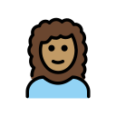 OpenMoji 13.1  👩🏽‍🦱  Woman: Medium Skin Tone, Curly Hair Emoji