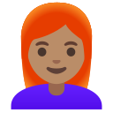 Google (Android 12L)  👩🏽‍🦰  Woman: Medium Skin Tone, Red Hair Emoji
