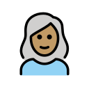 OpenMoji 13.1  👩🏽‍🦳  Woman: Medium Skin Tone, White Hair Emoji