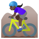Google (Android 12L)  🚵🏿‍♀️  Woman Mountain Biking: Dark Skin Tone Emoji