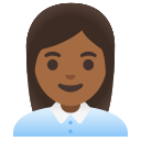 Google (Android 12L)  👩🏾‍💼  Woman Office Worker: Medium-dark Skin Tone Emoji