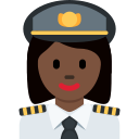 Twitter (Twemoji 14.0)  👩🏿‍✈️  Woman Pilot: Dark Skin Tone Emoji