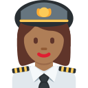 Twitter (Twemoji 14.0)  👩🏾‍✈️  Woman Pilot: Medium-dark Skin Tone Emoji