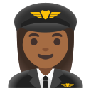 Google (Android 12L)  👩🏾‍✈️  Woman Pilot: Medium-dark Skin Tone Emoji