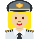 Twitter (Twemoji 14.0)  👩🏼‍✈️  Woman Pilot: Medium-light Skin Tone Emoji