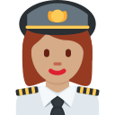Twitter (Twemoji 14.0)  👩🏽‍✈️  Woman Pilot: Medium Skin Tone Emoji