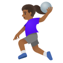 Google (Android 12L)  🤾🏾‍♀️  Woman Playing Handball: Medium-dark Skin Tone Emoji