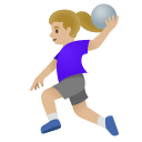 Google (Android 12L)  🤾🏼‍♀️  Woman Playing Handball: Medium-light Skin Tone Emoji