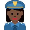 Twitter (Twemoji 14.0)  👮🏿‍♀️  Woman Police Officer: Dark Skin Tone Emoji