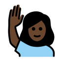 OpenMoji 13.1  🙋🏿‍♀️  Woman Raising Hand: Dark Skin Tone Emoji