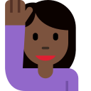 Twitter (Twemoji 14.0)  🙋🏿‍♀️  Woman Raising Hand: Dark Skin Tone Emoji