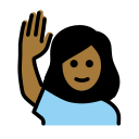 OpenMoji 13.1  🙋🏾‍♀️  Woman Raising Hand: Medium-dark Skin Tone Emoji