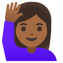 Google (Android 12L)  🙋🏾‍♀️  Woman Raising Hand: Medium-dark Skin Tone Emoji