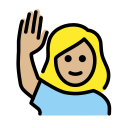 OpenMoji 13.1  🙋🏼‍♀️  Woman Raising Hand: Medium-light Skin Tone Emoji